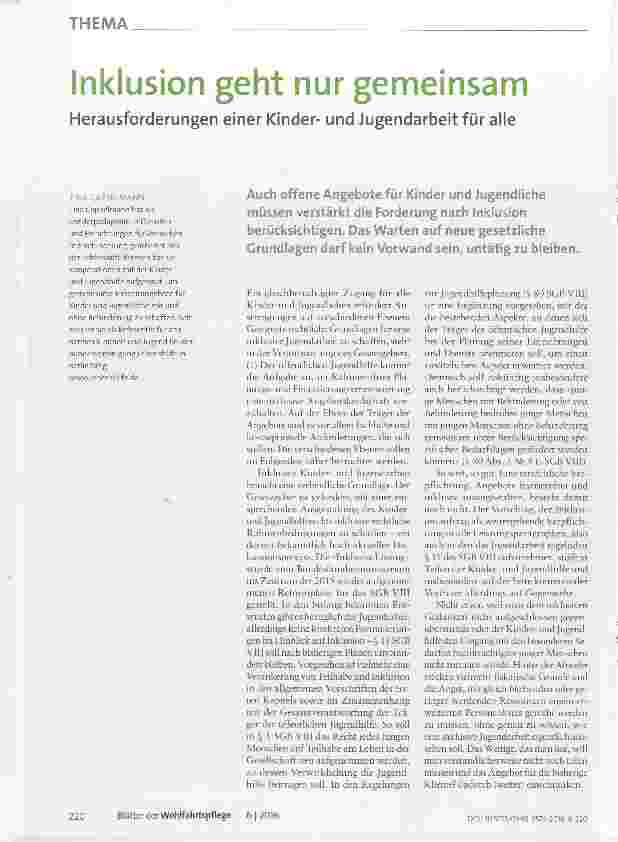 Vorschauseite 1: Inklusion geht nur gemeinsam