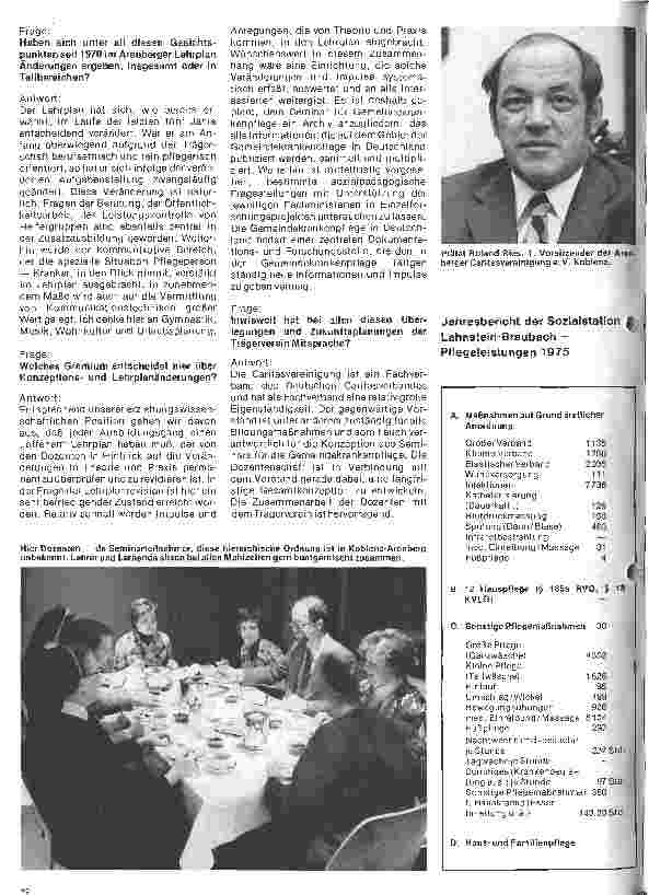 Vorschauseite 3: Das Seminar f. Gemeindekrankenpflege der Arenberger Caritasvereinigung Interview mit Prof.Dr. Georg Wodraschke