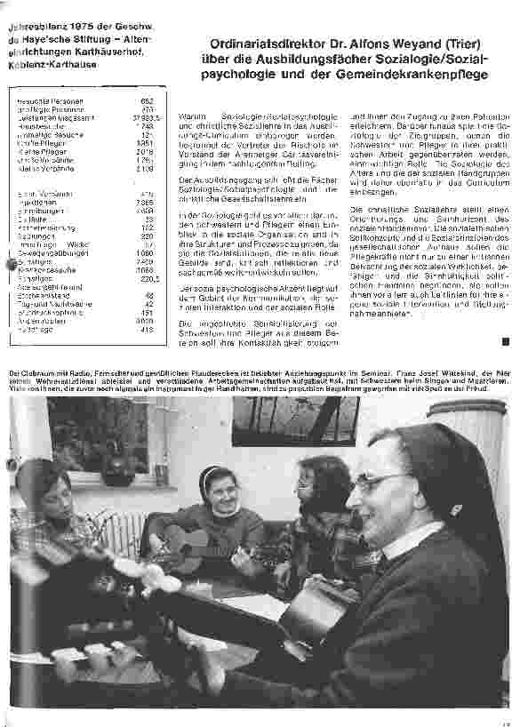 Vorschauseite 4: Das Seminar f. Gemeindekrankenpflege der Arenberger Caritasvereinigung Interview mit Prof.Dr. Georg Wodraschke