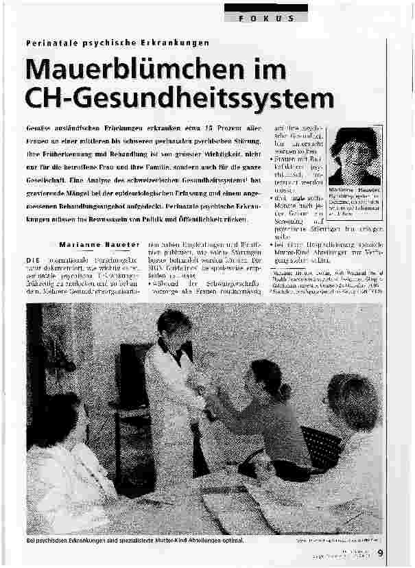 Vorschauseite 1: Mauerblümchen im CH- Gesundheitssystem