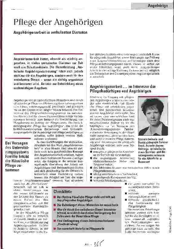Vorschauseite 1: Pflege der Angehörigen Angehörigenarbeit in ambulanten Diensten