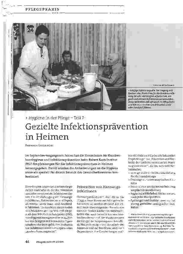 Vorschauseite 1: Hygiene in der Pflege - Teil 7:Gezielte Infektionsprävention in Heimen