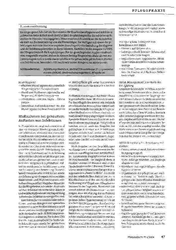 Vorschauseite 4: Hygiene in der Pflege - Teil 7:Gezielte Infektionsprävention in Heimen