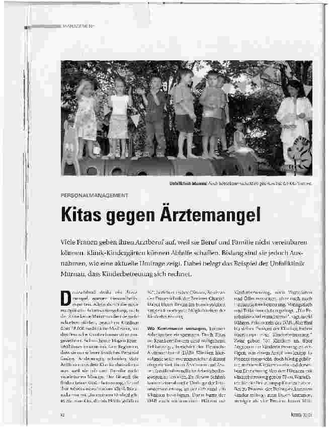Vorschauseite 1: Kitas gegen Ärztemangel