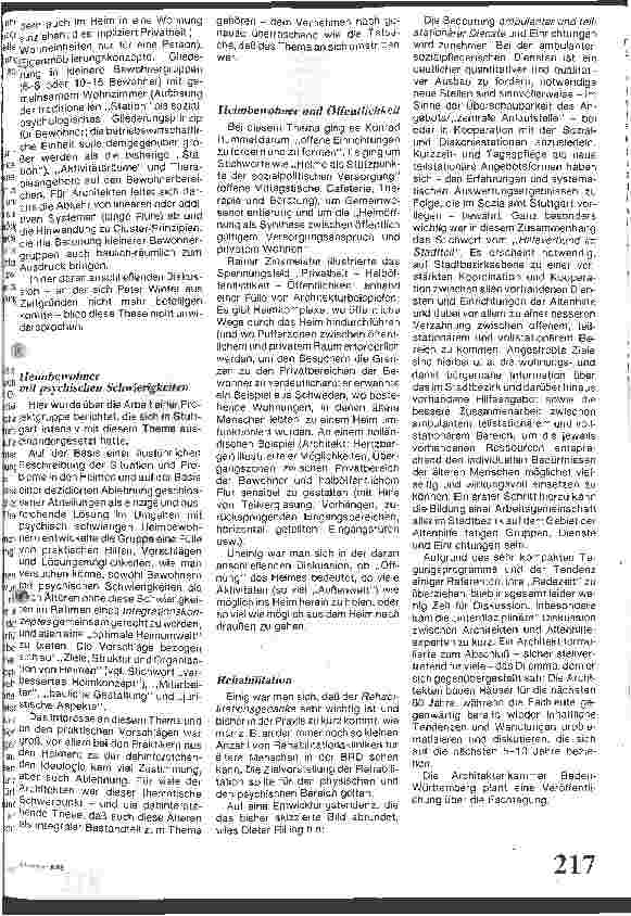 Vorschauseite 2: Planung von Altenhilfeeinrichtungen Bericht über eine Tagung in Stuttgart im April 1986