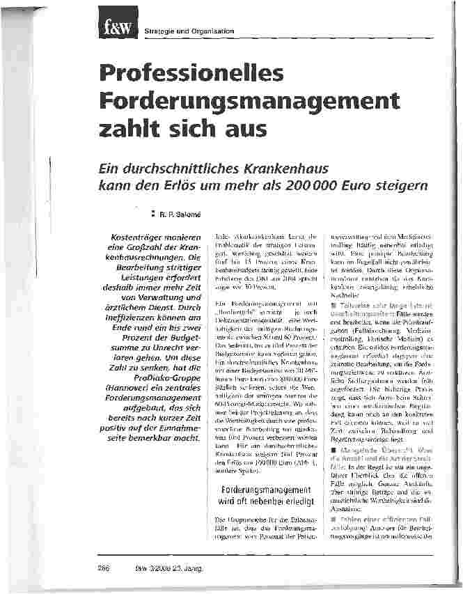 Vorschauseite 1: Professionelles Forderungsmanagement zahlt sich aus