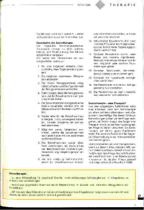 Vorschauseite 2: Soziotherapie - Milieutherapie Zusammenfassung der Informationsschrift über Soziotherapie von Ian Needham