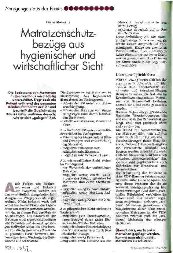 Vorschauseite 1: Matratzenschutzbezüge aus hygienischer und wirtschaftlicher Sicht