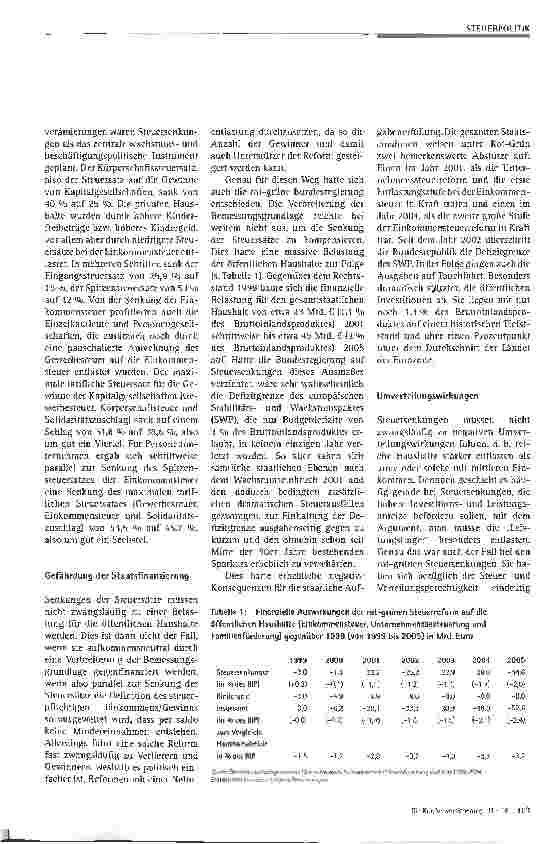 Vorschauseite 2: Perspektiven der Steuerpolitik: Lehren aus den Erfahrungen der letzten Jahre