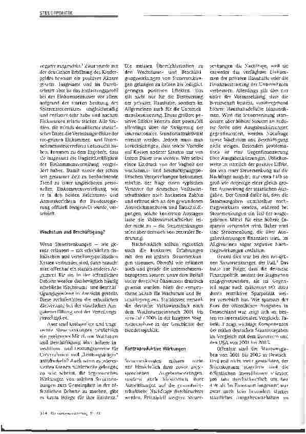 Vorschauseite 3: Perspektiven der Steuerpolitik: Lehren aus den Erfahrungen der letzten Jahre
