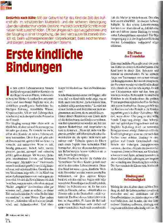Vorschauseite 1: Erste kindliche Beziehungen