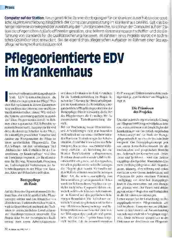 Vorschauseite 1: Pflegeorientierte EDV im Krankenhaus
