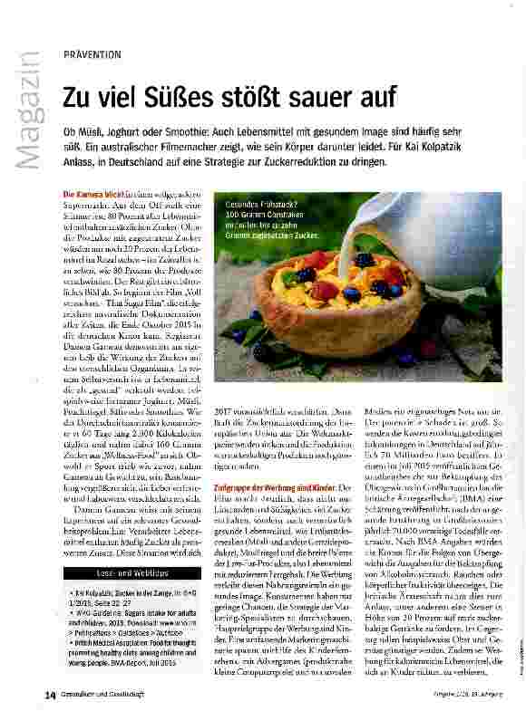 Vorschauseite 1: Zu viel Süßes stößt sauer auf