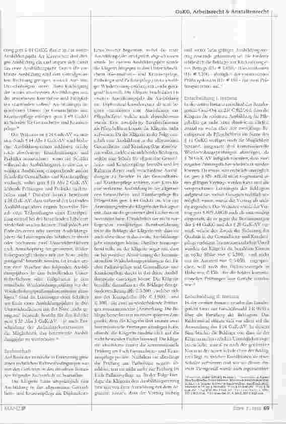 Vorschauseite 2: Entgeltrückforderung für Ausbildungen im Gesundheitsund Krankenpflegewesen