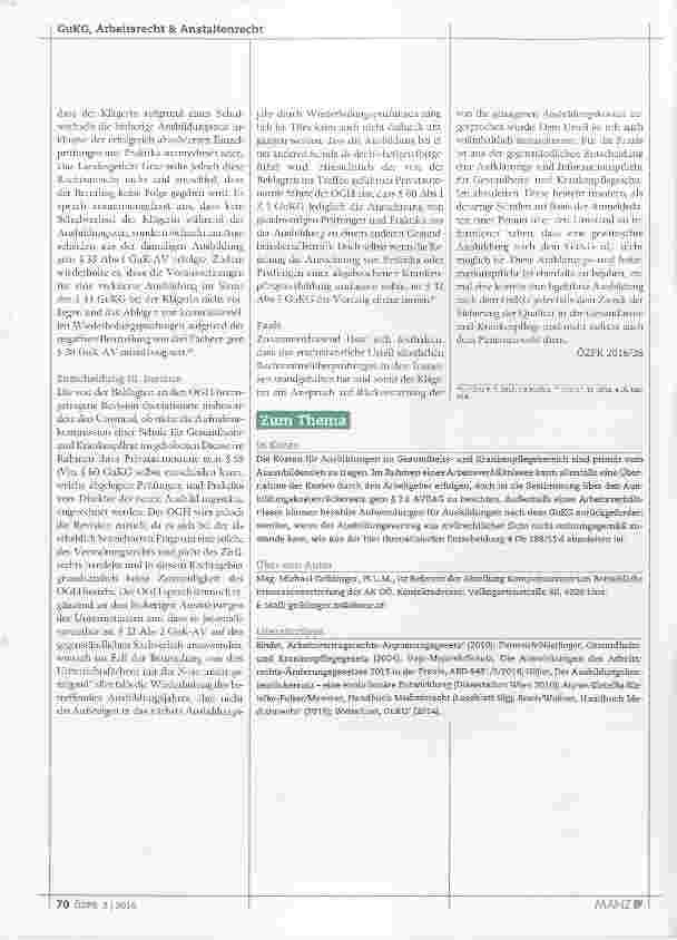Vorschauseite 3: Entgeltrückforderung für Ausbildungen im Gesundheitsund Krankenpflegewesen