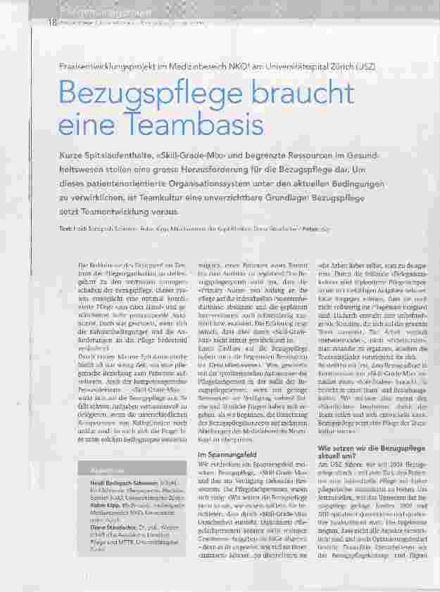 Vorschauseite 1: Bezugspflege braucht eine Teambasis