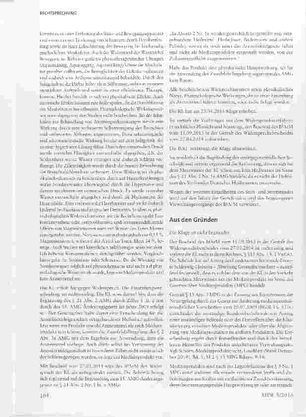 Vorschauseite 2: Meerwasser zur Inhalation oder als medizinisches Bad ist als Medizinprodukt einzustufen §§ 2, 13, 21 AMG, §§ 2, 3, 13 MPG