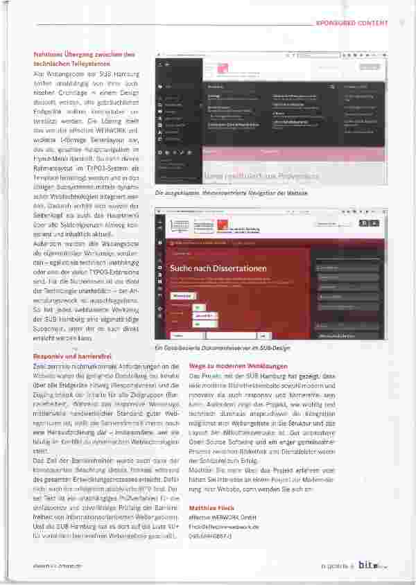 Vorschauseite 2: Erfolgreicher Einsatz von Open Source Software Teil 3: TYP03 als Basis für den Website-Relaunch der SUB Hamburg