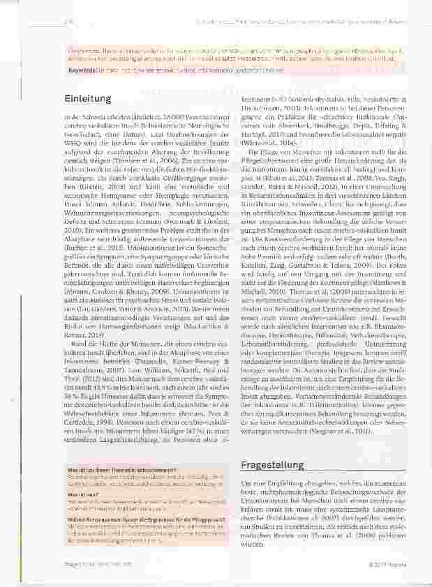 Vorschauseite 2: Wirksamkeit von nichtmedikamentösen Interventionen zur Förderung der Urinkontinenz bei Menschen nach einem cerebrovaskulären Insult
