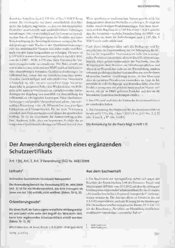Vorschauseite 1: Der Anwendungsbereich eines ergänzenden Schutzzertifikats