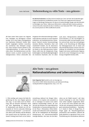 Vorschauseite 1: Alte Texte – neu gelesen. Nationalsozialismus und Lebensvernichtung