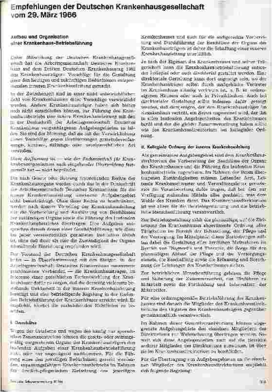 Vorschauseite 1: Empfehlungen der DKG vom 29. März 1966