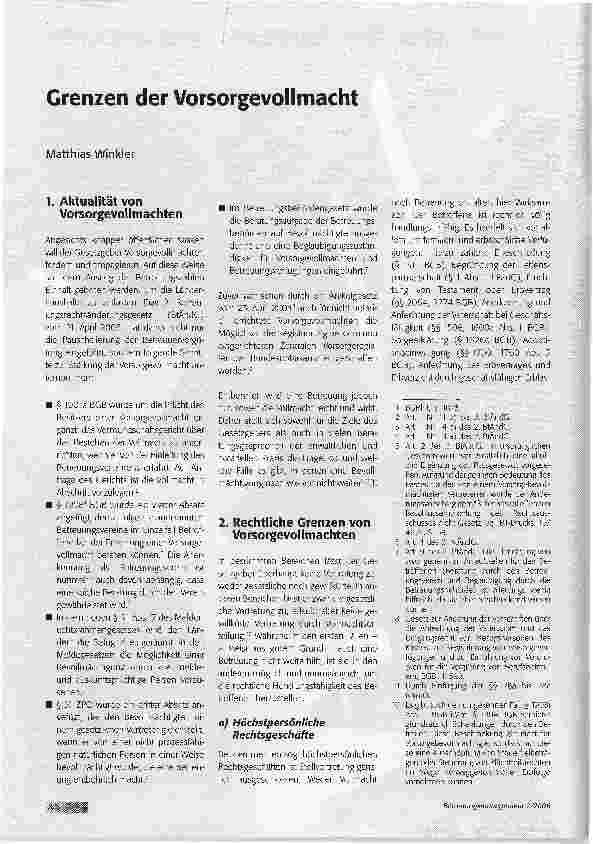 Vorschauseite 1: Grenzen der Vorsorgevollmacht