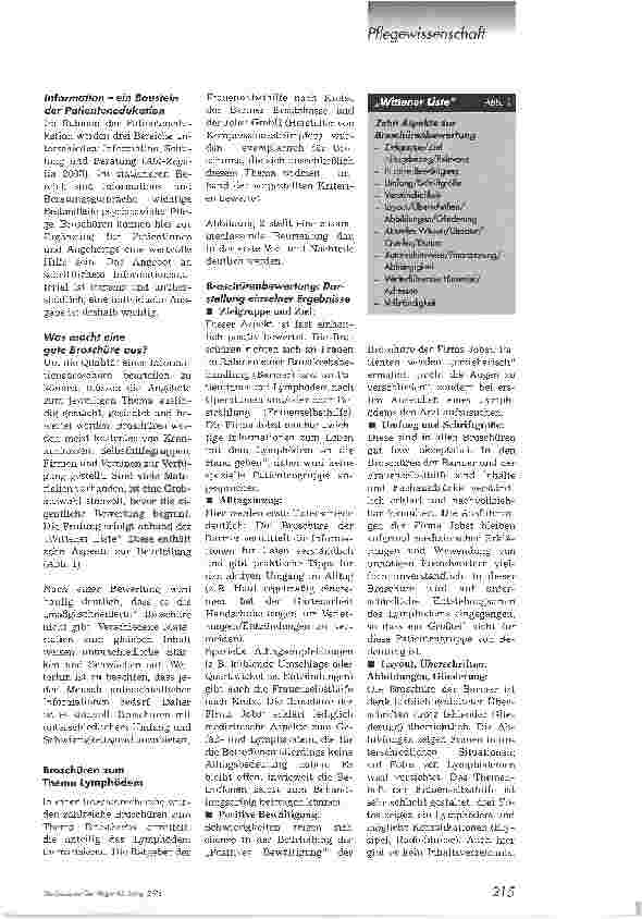 Vorschauseite 2: Nicht jeder Ratgeber geeignetBewertung von Patientenbroschüren am Beispiel Lymphödem nach Brustkrebs