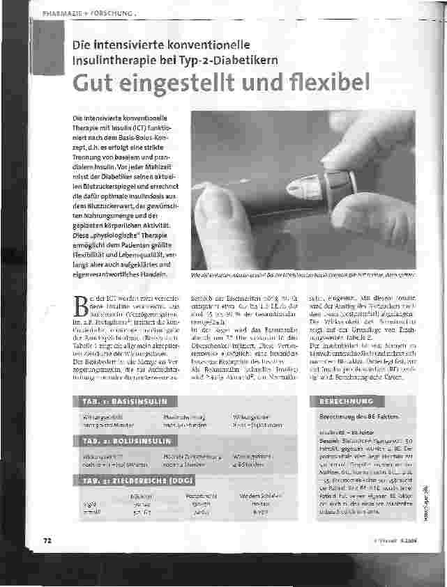 Vorschauseite 1: Die intensivierte konventionelle Insulintherapie bei Typ-2-Diabetikern - Gut eingestellt und flexibel