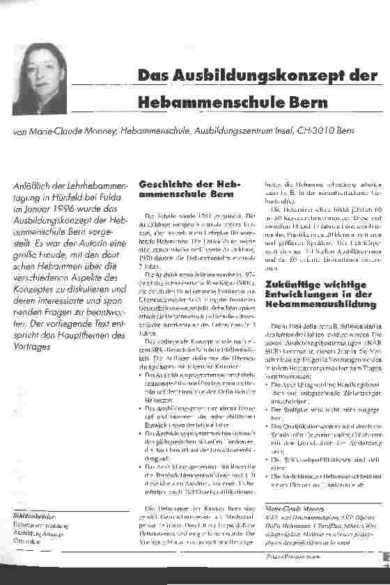 Vorschauseite 1: Das Ausbildungskonzept der Hebammenschule Bern