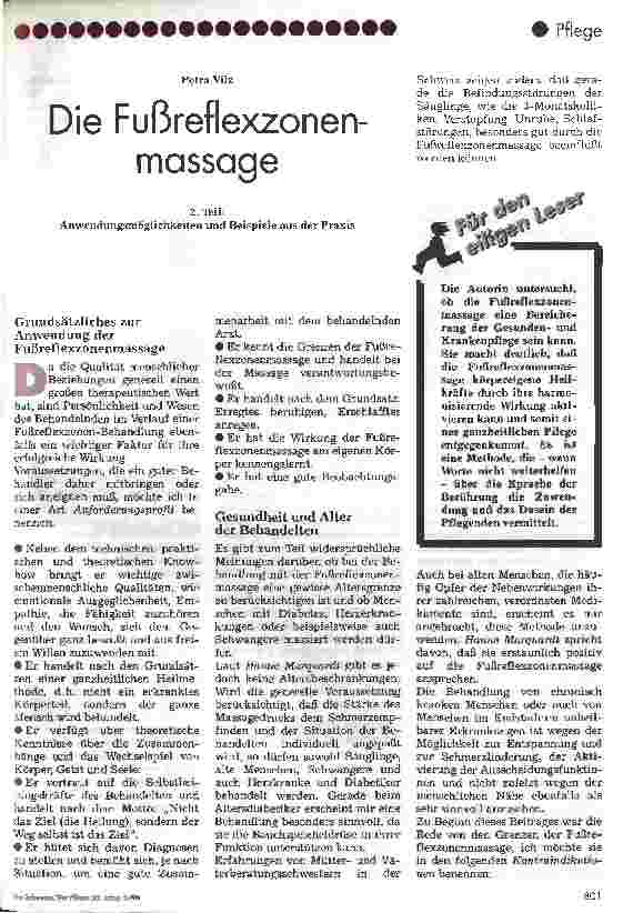 Vorschauseite 1: Die Fußreflexzonenmassage 2. Teil: Anwendungsmöglichkeiten und Beispiele aus der Praxis