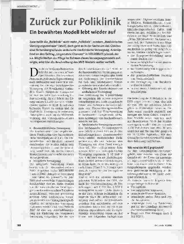 Vorschauseite 1: Zurück zur PoliklinikEin bewährtes Modell lebt wieder auf