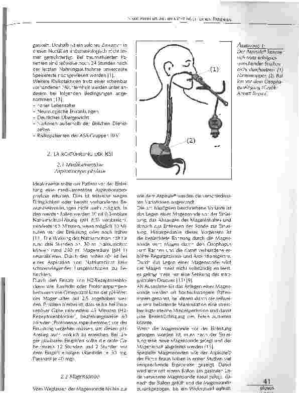 Vorschauseite 2: NARKOSEEINLEITUNG BEI NICHT NÜCHTERNENPATIENTEN MECHANISCHE UND PHARMAKOLOGISCHEINTERVENTIONEN ZUR RISIKOREDUKTION EINERASPIRATION BZW. DEREN FOLGEN