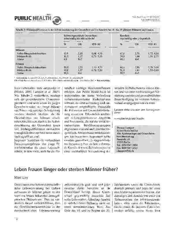 Vorschauseite 1: Leben Frauen länger oder sterben Männer früher?