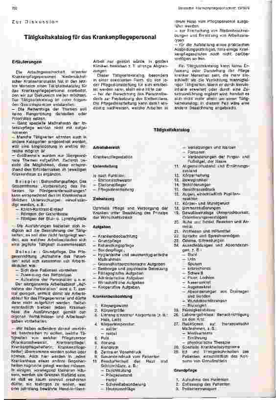 Vorschauseite 1: Tätigkeitskatalog für das Krankenpflegepersonal