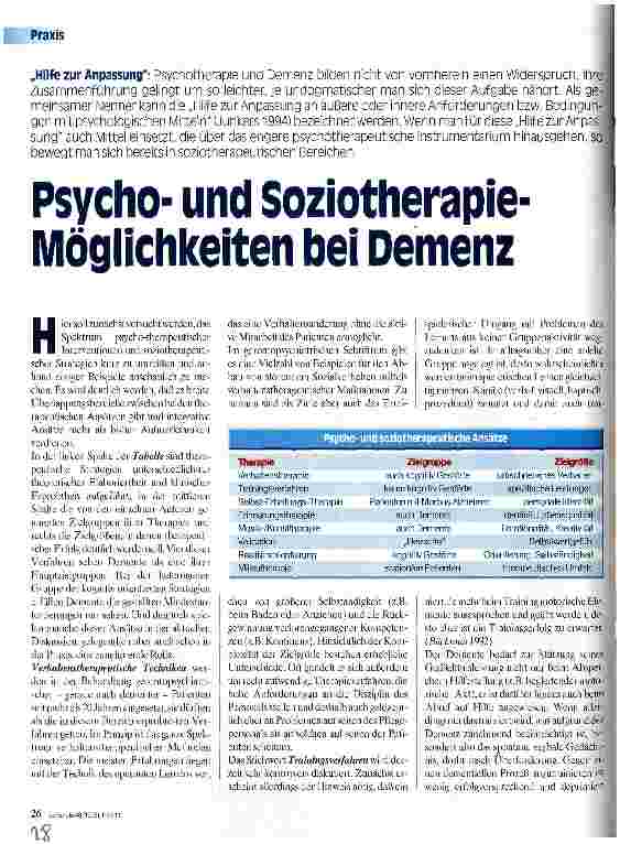 Vorschauseite 1: Psychound Soziotherapie-Möglichkeiten bei Demenz