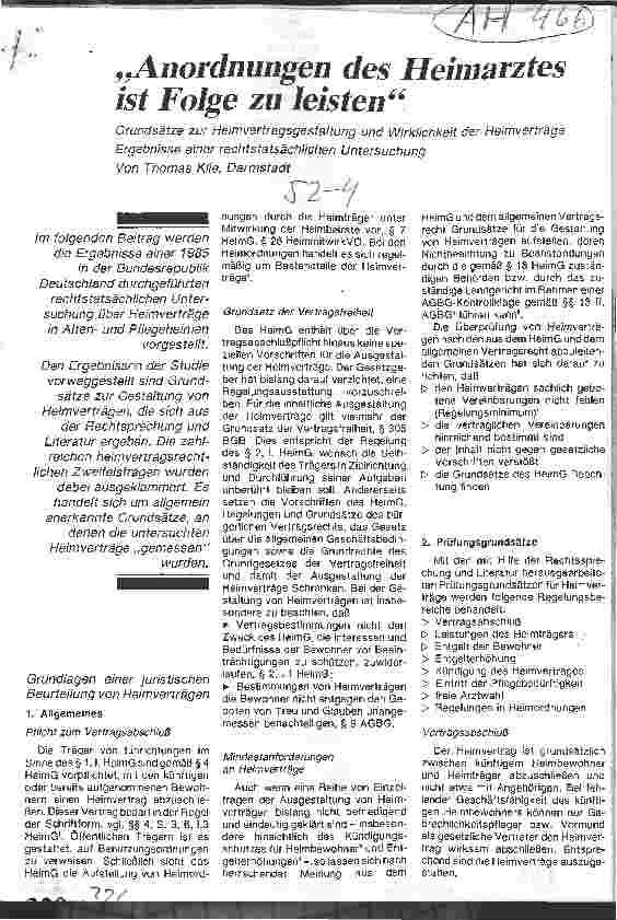 Vorschauseite 1: Anordungen des Heimarztes ist Folge zu leisten/Grundsätze zur Heimvertragsgestaltung u. Wirklichkeit der Heimverträge