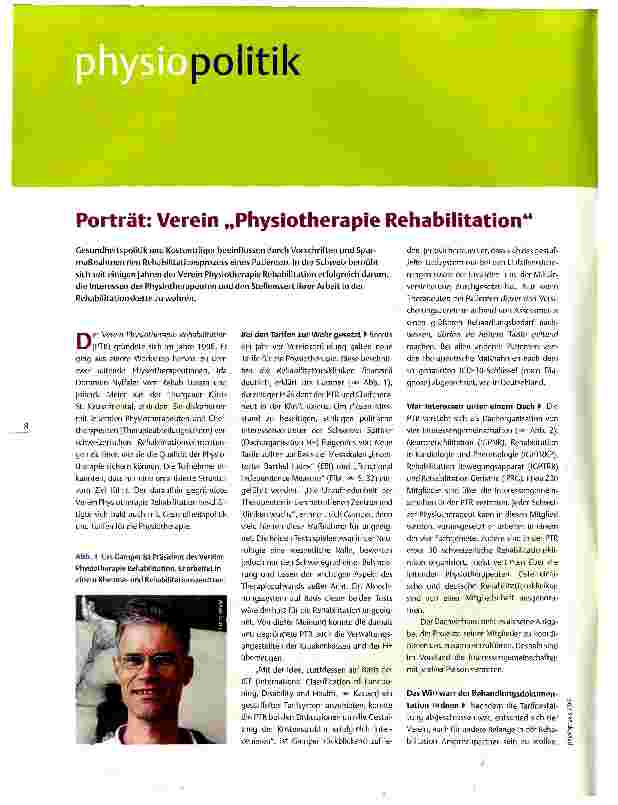 Vorschauseite 1: Porträt: Verein „Physiotherapie Rehabilitation