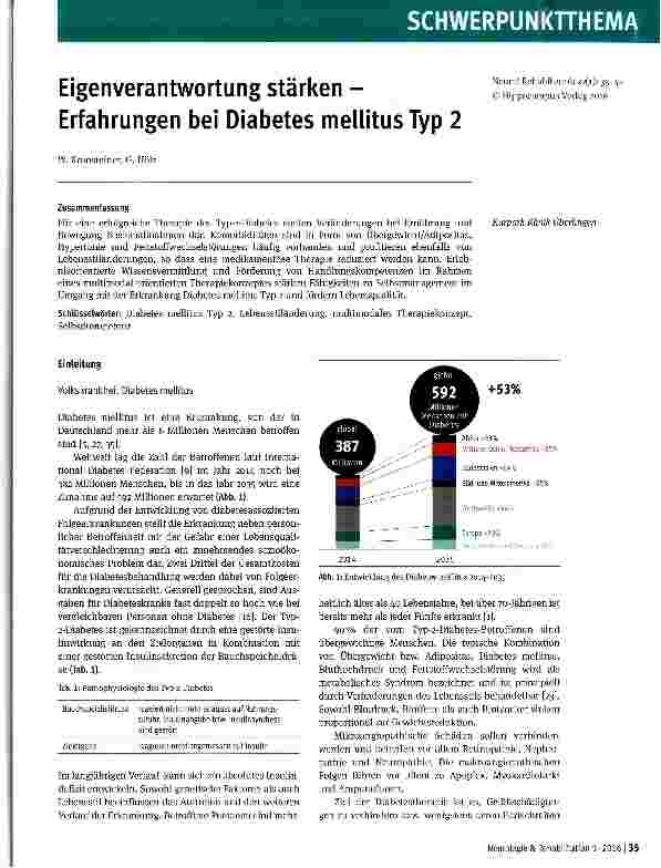Vorschauseite 1: Eigenverantwortung stärken -Erfahrungen bei Diabetes mellitus Typ 2