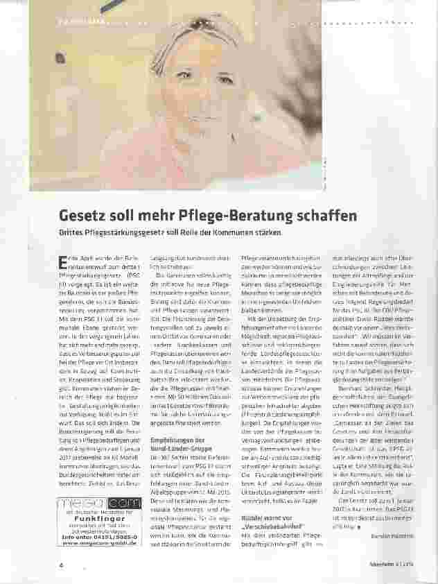 Vorschauseite 1: Gesetz soll mehr Pflege-Beratung schaffen