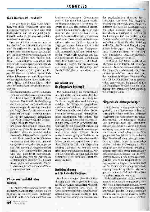 Vorschauseite 2: Das KVG und die Gretchenfrage Vermutungen über die Auswirkungen des neuen Krankenversicherungsgesetzes