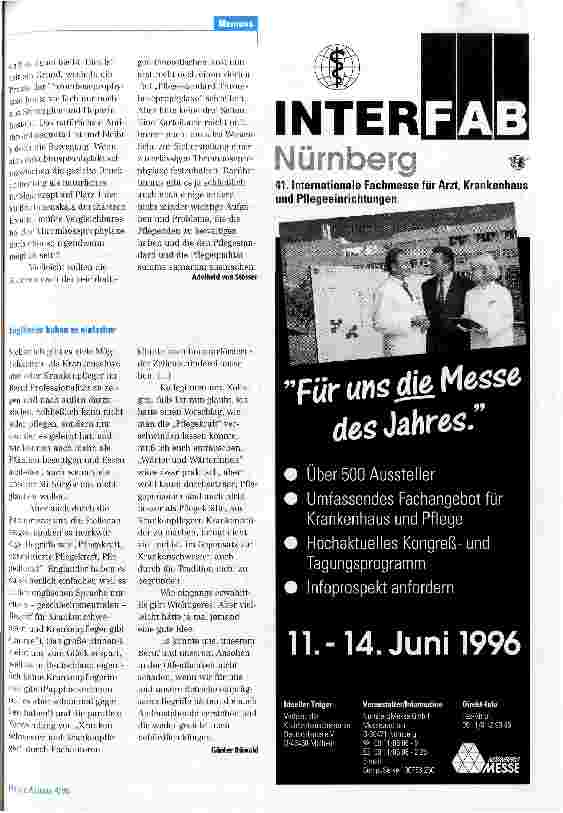 Vorschauseite 2: Betrifft: Thromboseprophylaxe, Teil I, II und III von Angelika Zegelin und Andreas Gerlach in Pflege aktuell 11 und 12/95 und 1/96