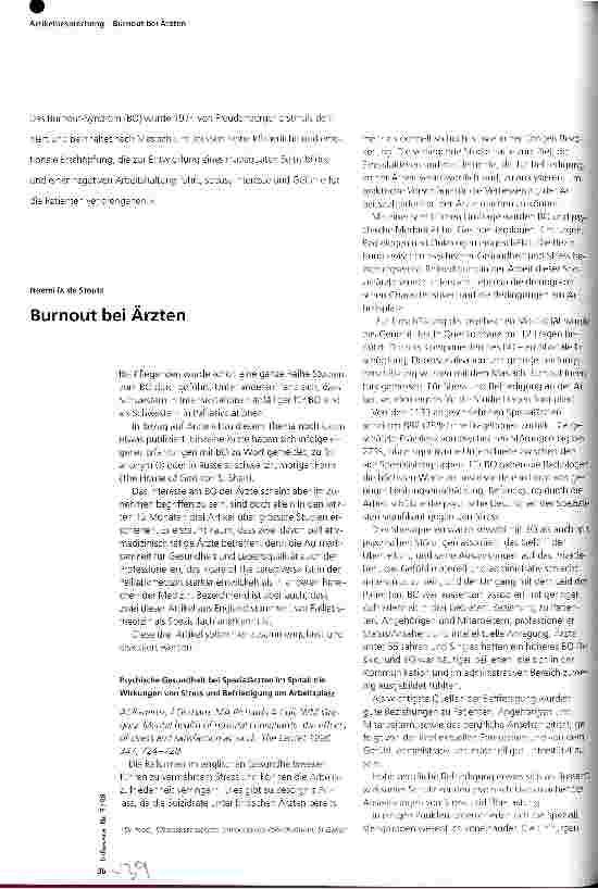 Vorschauseite 1: Burnout bei Ärzten