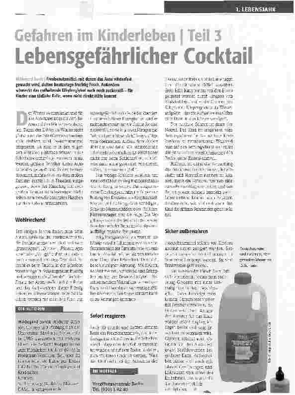 Vorschauseite 1: Gefahren im Kinderleben Teil 3Lebensgefährlicher Cocktail