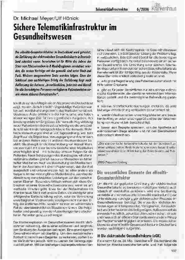 Vorschauseite 1: Sichere Telematikinfrastruktur im Gesundheitswesen