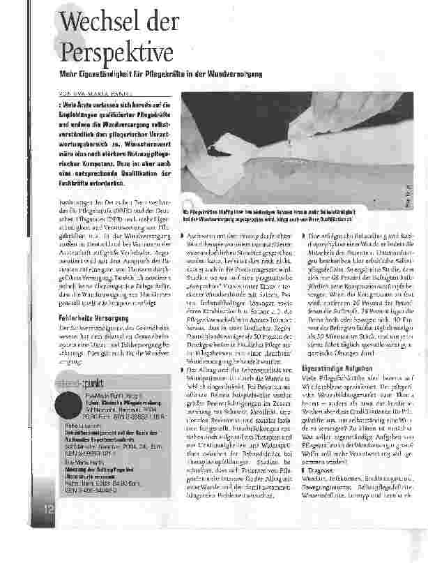 Vorschauseite 1: Wechsel der PerspektiveMehr Eigenständigkeit für Pflegekräfte in der Wundversorgung