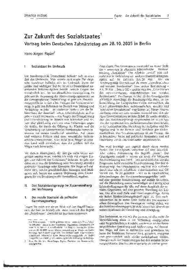 Vorschauseite 1: Zur Zukunft des Sozialstaates