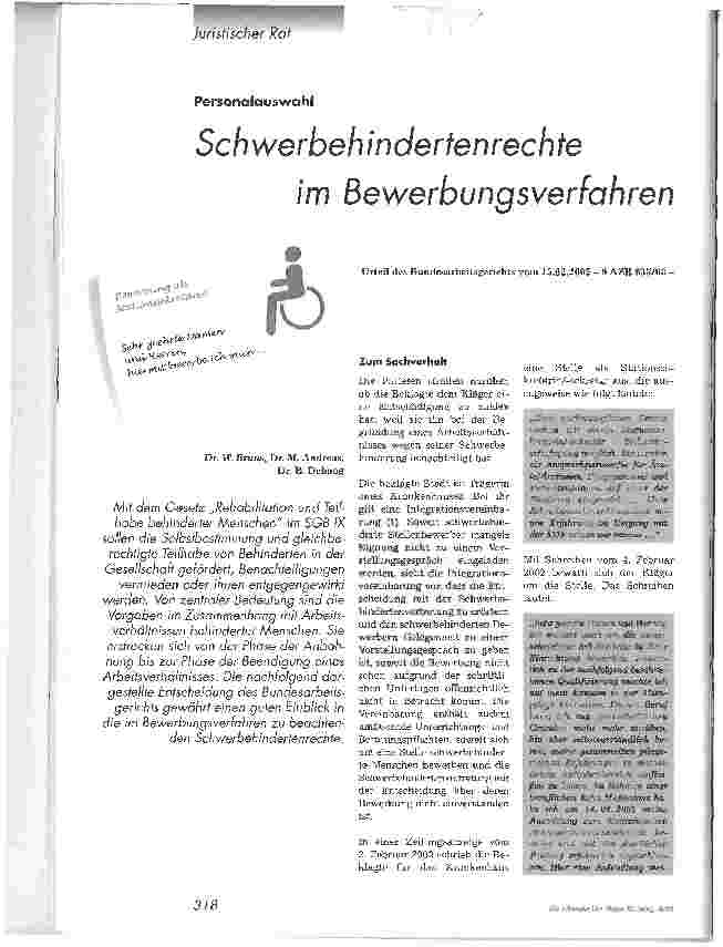 Vorschauseite 1: Schwerbehindertenrechte im Bewerbungsverfahren
