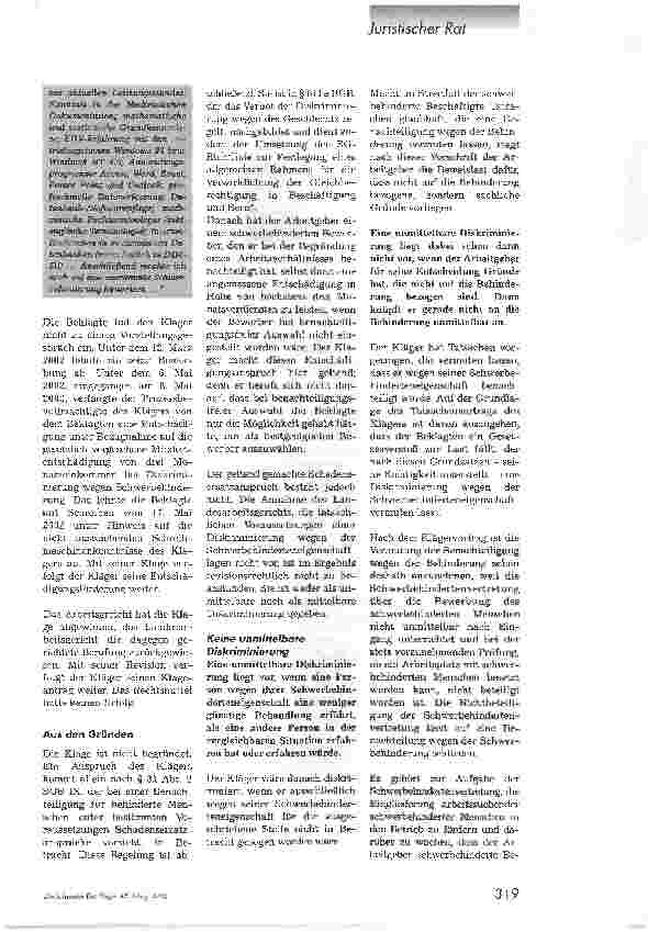 Vorschauseite 2: Schwerbehindertenrechte im Bewerbungsverfahren