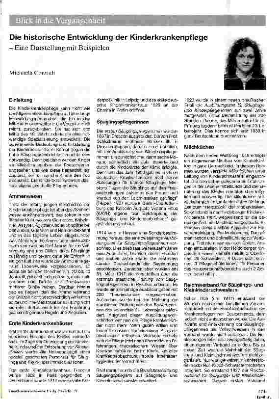 Vorschauseite 1: Die historische Entwicklung der Kinderkrankenpflege - Eine Darstellung mit Beispielen